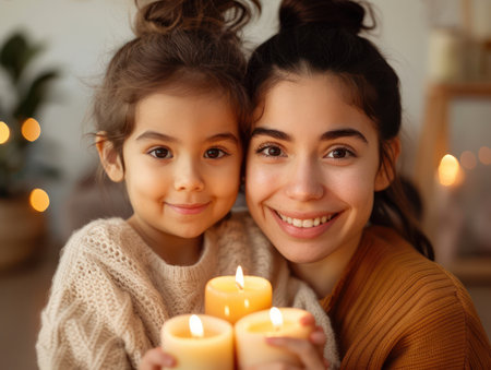 A family gathers for a warm candlelit dinner, celebrating Earth Day with a focus on energy conservation  They embrace sustainable living and eco-friendly practices, enjoying a delicious meal while reducing their carbon footprint  Their laughter and conversation are a testament to the joy of living greener, together AI Generativeの素材