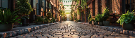 Immerse yourself in the vibrant spirit of St Patrick's Day with captivating photos Witness streets adorned in emerald green banners and flags, showcasing festive decorations and lively celebrations in bustling cities Capture the essence of Irish pride and revelry with these vibrant visuals AI Generativeの素材