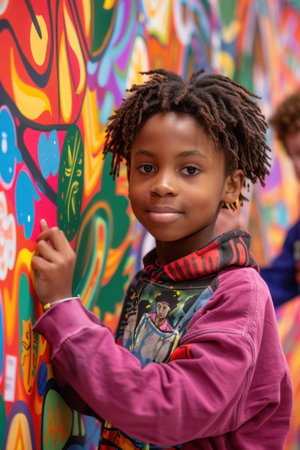 On World Cancer Day, students transform a blank canvas into a vibrant mural, raising awareness about cancer and its impact on the community  This initiative empowers young people to become advocates for health education and foster a culture of support for those affected by cancer AI Generativeの素材