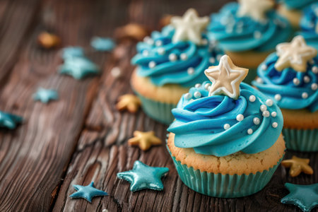 Celebrate Hanukkah with these festive blue and white iced cookies! Deliciously decorated with traditional Hanukkah symbols, these cookies are perfect for a festive gathering  Each bite is filled with holiday cheer  Perfect for your Hanukkah photos and marketing materials! AI Generativeの素材