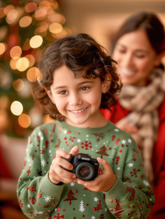 Capture the joy of the holiday season with a festive family portrait Embrace the Christmas cheer and celebrate precious moments with loved ones Create lasting memories with a stunning photo that encapsulates the magic of the holiday season AI Generativeの素材