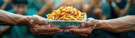 A man distributes Iftar meals to the needy during Ramadan, a poignant image capturing the essence of this holy month His act of generosity highlights the importance of compassion and charitable giving, ensuring those less fortunate have access to nourishment and a sense of community during this sacred time AI Generativeの素材