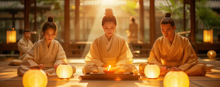 A joyous Chinese New Year celebration unfolds with a family gathered amidst traditional music, vibrant lanterns, and shared laughter The atmosphere is rich with cultural heritage, highlighting the importance of family and tradition during this festive time AI Generativeの素材