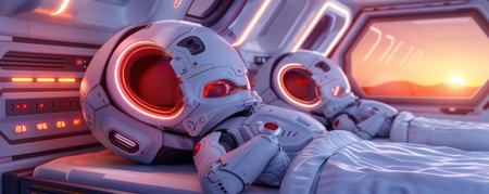 Imagine homes that anticipate your needs  This photo collection captures the future of living, showcasing cutting-edge robotics, smart home automation, and innovative technology  From sleek, self-adjusting spaces to robotic companions, these images depict a revolution in domestic life AI Generativeの素材