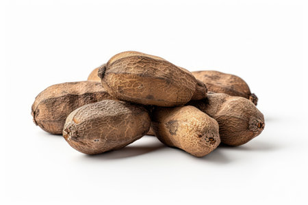 A vibrant pile of fresh, raw, organic yacon roots, isolated on a pristine white background These healthy and nutritious tuberous roots are a versatile ingredient, boasting culinary and medicinal uses  Their natural sweetness and fiber content make them a delicious and beneficial addition to any diet AI Generativeの素材