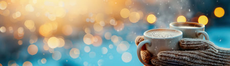 A heartwarming scene of friendship and warmth Close friends gather around a crackling fireplace, sharing laughter, stories, and steaming mugs of hot beverages The cozy ambiance of the winter holiday season fills the air, creating a perfect moment of togetherness AI Generativeの素材