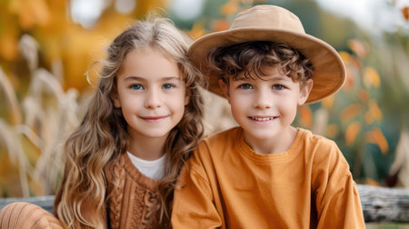 Capture the magic of fall with adorable kids in playful Halloween costumes These charming photos showcase children enjoying the crisp autumn air and vibrant foliage From playful smiles to mischievous giggles, these images evoke the joy and wonder of the season Perfect for celebrating Halloween, autumn, or childhood AI Generativeの素材