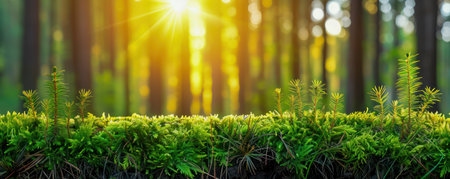 Immerse yourself in the serene beauty of a cool climate forest Discover picturesque scenery and lush greenery, where the air is fresh and the sunlight filters through the canopy, creating a tranquil and refreshing atmosphere Embrace the natural wonders of this peaceful woodland AI Generativeの素材