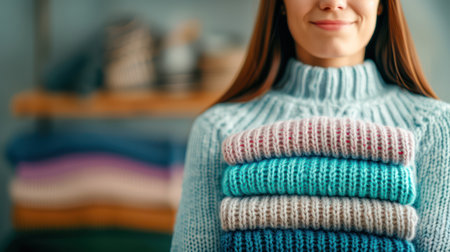 Stay warm and fashionable with our innovative heated yarn garments Our collection features stylish sweaters, jackets, and more, all crafted with cozy, heat-generating yarn Embrace comfort and trendsetting designs in our heated yarn collection Perfect for chilly days and stylish outings! AI Generativeの素材