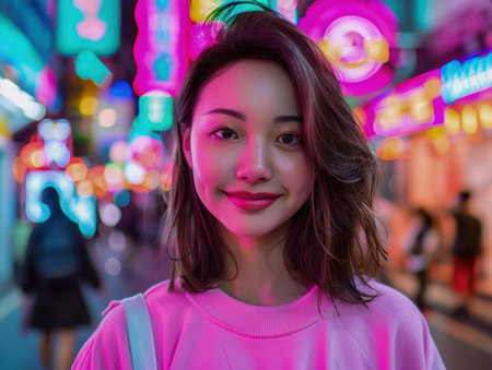 Yaowarat Road in Bangkok transforms into a vibrant spectacle at night Neon signs illuminate the bustling crowds, while glowing street food stalls tantalize the senses The Chinatown night market pulses with energy, offering a captivating mix of sights, sounds, and aromas AI Generativeの素材