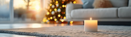 Warm Glow of Christmas Candles: Festive Home Decor Ideas for a Cozy Holiday Atmosphere Photostock Description: Capture the magic of Christmas with these festive home decor ideas! This photo collection features cozy and inviting spaces adorned with warm candlelight, twinkling lights, and festive accents, creating a perfect atmosphere for AI Generativeの素材