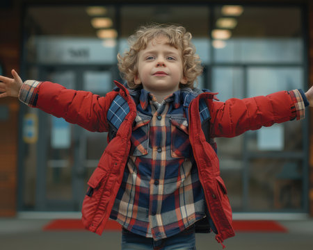 A bright-eyed child bursts through the school doors, arms outstretched, eager for the year ahead This is the essence of back-to-school: a time for new beginnings, learning, and excitement From the first day jitters to the thrill of new friendships, school holds endless possibilities AI Generativeの素材