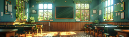 Step into a vibrant classroom where learning is a joy! This welcoming space, bursting with color and warmth, fosters educational success With bright accents and a cheerful atmosphere, it's the perfect environment to inspire creativity and ignite a passion for knowledge Welcome back to school! AI Generativeの素材