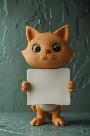 This irresistible cat figurine, with its sweet expression and timeless charm, comes with a blank sign, ready to display your special words Whether it&#39;s a playful note, an affectionate greeting, or a heartfelt announcement, this adorable companion will add a touch of cuteness to any space Its customizable sign allows for endless possibilities, making it the perfect way to express your creativity and love for cats AI Generativeの素材