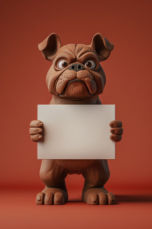 **Captivating Cartoon Bulldog with Customizable Sign**

Presenting an adorable 3D cartoon illustration of a playful bulldog holding a blank sign, set against a vibrant orange backdrop Ideal for adding your own custom messages, this charming image will bring a touch of cuteness and personalization to various design projects and marketing materials Its versatility and playful nature make it perfect for promoting products, announcements, or special events AI Generativeの素材