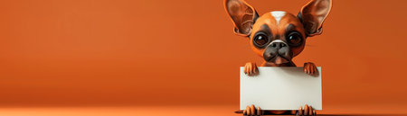 Capture the hearts of your audience with this adorable image of a tiny Chihuahua puppy holding a blank sign in its mouth against a vibrant orange background The sign provides ample space for customizable messages, making it perfect for personalized greetings, creative announcements, or showcasing your brand&#39;s message in an unforgettable way AI Generativeの素材
