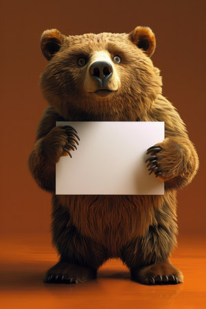 Create eye-catching visuals with this endearing image of an adorable brown bear holding a blank sign against a warm orange backdrop Its charming expression and customizable sign make it ideal for adding your own messages, designs, and branding elements Perfect for conveying warmth, joy, and a personal touch to your marketing materials, social media campaigns, and more AI Generativeの素材