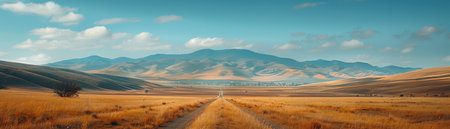 Embark on a breathtaking scenic highway journey, traversing diverse terrain Ascend majestic mountains, wind through rolling fields, and bask in the golden glow of the setting sun This road trip promises a visual feast and a chance to connect with nature's beauty AI Generativeの素材