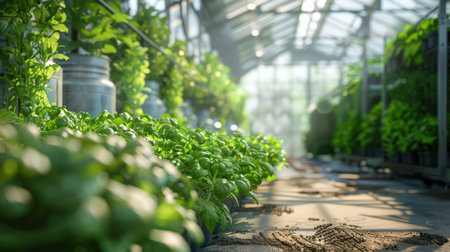 Step into the future of food production at a cutting-edge lab showcasing innovative growing techniques and technology Discover sustainable solutions for a greener, more efficient food system Witness the power of innovation in transforming agriculture and securing our food future AI Generativeの素材