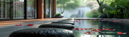 Escape to a serene haven where tranquil waters meet breathtaking beauty Immerse yourself in a peaceful setting, letting the gentle sounds and serene landscapes soothe your mind and soul Find tranquility at the water's edge, a perfect escape for rejuvenation and inner peace AI Generativeの素材