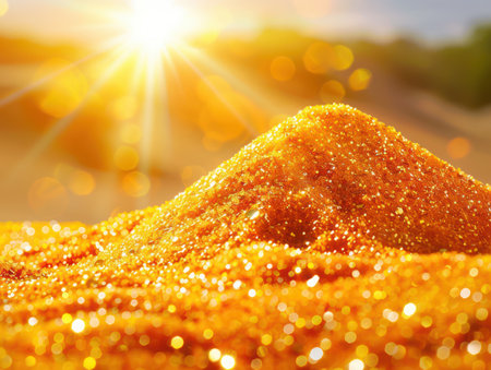 Imagine a golden sand beach bathed in the warm glow of a summer sunset The air is filled with the scent of salt and the sound of gentle waves This tropical paradise offers a relaxing escape, perfect for sun-kissed skin, beachfront bliss, and creating unforgettable beach memories AI Generativeの素材