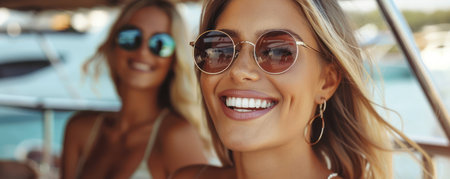 Escape to an unforgettable summer adventure! Sail away on a luxurious yacht with friends, creating lasting memories filled with laughter and exploration on the water Book your excursion today and embrace the joy of a truly memorable summer AI Generativeの素材