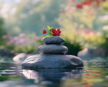 Experience profound inner peace and balance through nature's restorative power Embrace healing, relief, and harmony as you reconnect with the natural world Find your path to serenity through gentle therapy and the soothing embrace of nature AI Generativeの素材