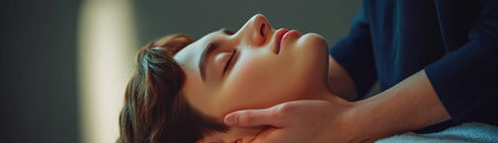 Suffering from chronic neck pain? Manual therapy offers gentle, targeted pressure to relieve tension and reduce pain Our skilled therapist's touch provides relaxation and pain management, restoring comfort and mobility Experience the power of hands-on care for optimal neck pain relief AI Generativeの素材