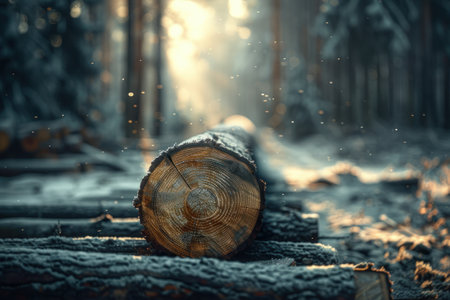 A bustling sawmill, a vital hub of the timber industry, processes logs harvested from sustainably managed forests These raw materials, representing renewable natural resources, are transformed into lumber, wood products, and wooden goods, fueling the manufacturing and woodworking industries AI Generativeの素材