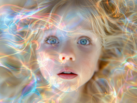 This portrait captures the essence of childhood wonder, showcasing the boundless energy and playful creativity that fuels a child's imagination It celebrates the vibrant spirit of a child, where dreams take flight and possibilities are limitless A testament to the power of playful exploration and the magic of unbridled imagination AI Generativeの素材