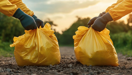 A community event buzzes with activity, but behind the scenes, volunteers ensure a sustainable experience Friends collaborate, sorting recyclables from waste, upholding a clean and green environment Their dedication fosters responsible waste management, promoting a brighter future for everyone AI Generativeの素材