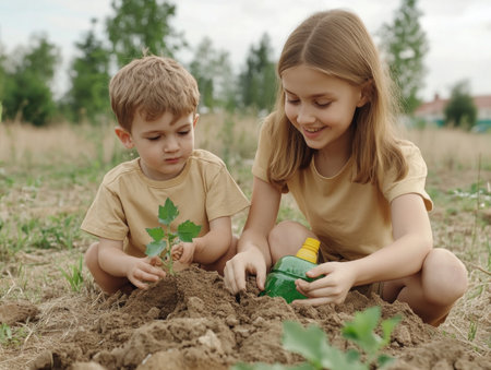 Turn your next nature walk into a family learning adventure! Teach kids about recycling and its impact on our planet while enjoying the great outdoors Discover the power of simple actions like picking up trash and learn about sustainability and environmental stewardship together AI Generativeの素材