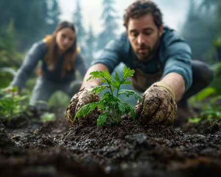 Join the movement to restore our forests! Volunteer to plant trees and contribute to a greener future By participating, you'll be helping to protect our natural world for generations to come Make a difference today and get involved in this green initiative! AI Generativeの素材