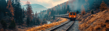 Embark on a breathtaking train journey through a mystical, mist-shrouded forest Immerse yourself in the serene beauty of nature as ancient trees whisper secrets and the air is thick with tranquility Capture the ethereal scenery and create memories that will last a lifetime AI Generativeの素材