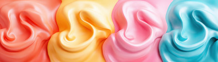 Indulge your senses with this vibrant abstract artwork showcasing the fluid beauty of a creamy beverage Swirls of color dance across the canvas, inviting you to explore the interplay of texture and taste A captivating visual feast, perfect for inspiring your next creative endeavor or adding a splash of artistry AI Generativeの素材