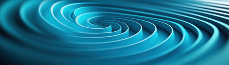 This 3D rendering of abstract art features mesmerizing aqua-toned spirals swirling in a captivating visual pattern The aqua hues and dynamic movement create a hypnotic effect, perfect for digital art, design, or wallpaper The piece evokes a sense of fluidity, depth, and ethereal beauty AI Generativeの素材