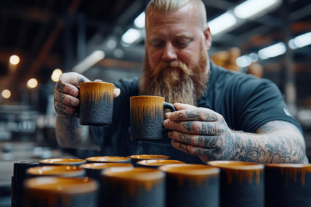 Elevate your coffee ritual with our artisan-crafted ceramic mugs Hand-made with care, these cups are designed to enhance your brew, delivering the perfect flavor and aroma The Barista's choice for a truly delicious coffee experience AI Generativeの素材