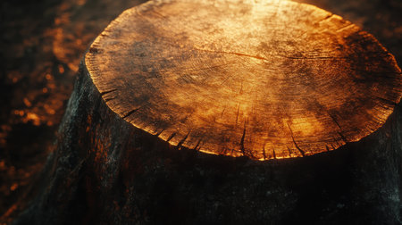 A captivating minimalist backdrop showcases the raw beauty of rustic timber Deep earthy patina adorns the aged wood surface, revealing intricate grain patterns Its natural warmth and elegance evoke a sense of cozy comfort, perfect for rustic home interiors or vintage-inspired designs AI Generativeの素材