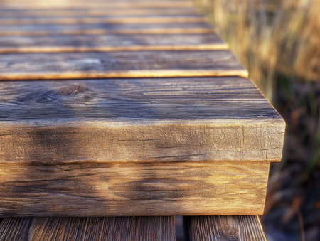A close-up shot reveals the raw beauty of weathered timber Earthy tones and intricate grain patterns showcase the natural texture of the wood The rustic surface, a testament to time, speaks of nature's enduring charm The photograph captures the essence of rustic elegance in its natural, unpolished glory AI Generativeの素材