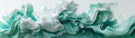 A mesmerizing symphony of swirling, ethereal aqua lines intertwines in a dynamic visual network The lines flow and shift effortlessly, creating a serene and abstract design that evokes a sense of tranquility and wonder The artwork pulsates with an otherworldly energy, captivating the viewer with its fluid beauty AI Generativeの素材