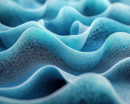 A mesmerizing digital artwork captures the ethereal beauty of flowing water Abstract aqua waves cascade, creating a dynamic visual rhythm The piece explores the captivating interplay of movement and texture, leaving the viewer entranced by the hypnotic dance of digital water AI Generativeの素材