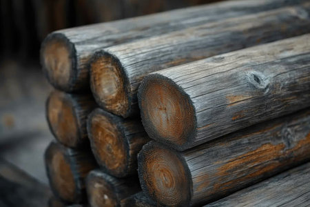Embrace the warmth of nature with rustic timber beams Deep earthy colors and natural wood beauty create a timeless charm, perfect for farmhouse, cabin, and rustic interior design These beams evoke a sense of comfort and history, adding character and a touch of the outdoors to your space AI Generativeの素材