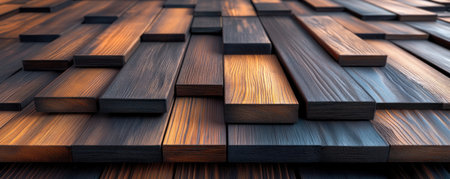 This rustic wooden texture boasts long, prominent timber grains and deep brown tones The natural wood pattern creates an organic, stretched surface, perfect for adding warmth and authenticity to backgrounds and design projects The texture's depth and detail evoke a sense of age and craftsmanship AI Generativeの素材