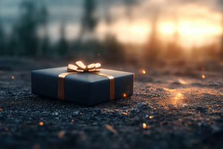 A mysterious gift box, radiating a warm, inviting glow, beckons with hidden surprises Its magical aura whispers of emotional anticipation and wonder, promising an enchanting experience that will leave you breathless The box itself is a treasure, concealing secrets waiting to be unveiled AI Generativeの素材