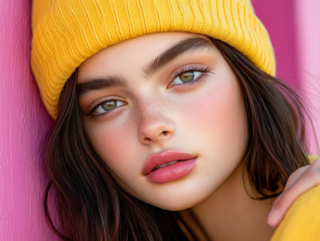 A burst of youthful energy and optimism, she radiates confidence Bold, vibrant colors accentuate her modern style, reflecting a spirit that's unafraid to embrace life with open arms A teenage girl, capturing the essence of youth in every vibrant detail AI Generativeの素材