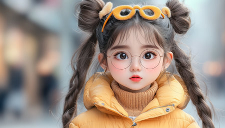 A charming and confident girl, rendered in soft pastel hues, exudes strength and empowerment Her determined stance radiates an aura of inner power, making her a captivating and inspiring character illustration This adorable girl embodies the perfect blend of cuteness and strength, leaving a lasting impression AI Generativeの素材