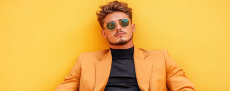 He exudes confidence, a modern man in a crisp beige suit, his presence commanding attention Poised and strong, he stands against a minimalist backdrop, embodying elegance in every detail His understated style speaks volumes, a testament to his refined taste and unwavering self-assurance AI Generativeの素材