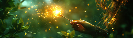 Prepare to be amazed! Witness the captivating power of a magician's wand as illusions unfold before your eyes This enchanting show promises wonder and spectacle, culminating in a surprise twist that will leave you spellbound AI Generativeの素材