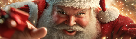 Santa Claus, with his iconic jolly smile, embodies the Christmas spirit of generosity He spreads joy and magic by delivering gifts to children worldwide, reminding us of the true meaning of the season giving and kindness His presence ignites a warm glow in hearts, filling the air with the AI Generativeの素材