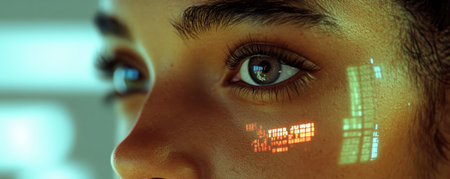 This image showcases the incredible capabilities of AI Using advanced neural networks, a hyper-realistic, AI-generated human face has been crafted It's a close-up portrait that blurs the lines between digital and reality, demonstrating the power of artificial intelligence in creating lifelike digital humans AI Generativeの素材